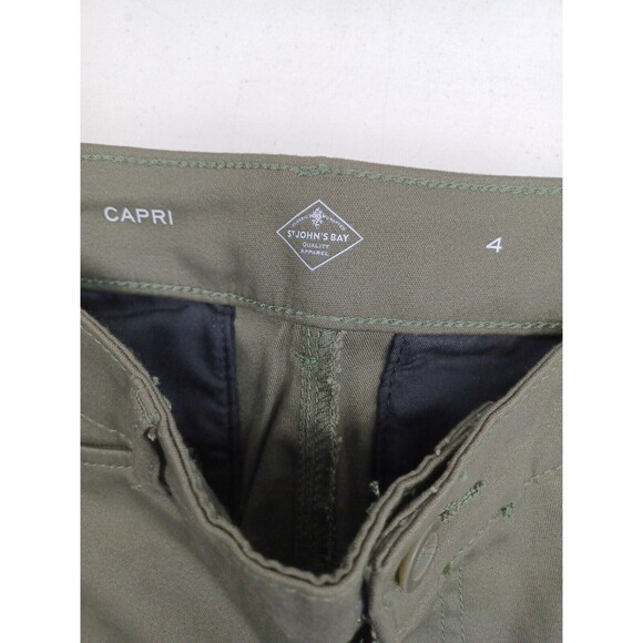 St. Johns Bay Womens Olive Green Solid Capri Pants Cropped Sz 4 - Picture 4 of 8